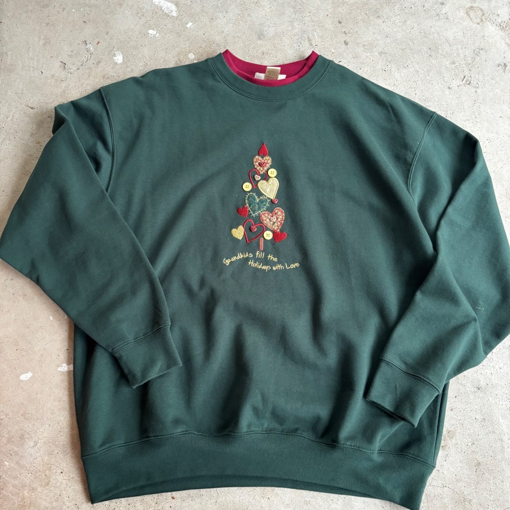 Christmas Tree Sweatshirt "Grandkids Fill the‎ Holidays with Love" 1X vintage